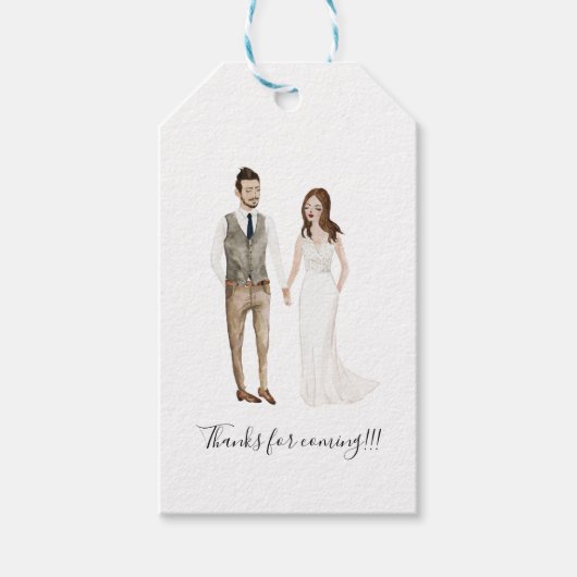 Illustrierte Couple Wedding-Geschenketiketten Geschenkanhänger (Vorderseite)