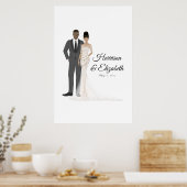 Illustrierte Couple Wedding Guest Book Alternative Poster (Küche)