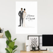 Illustrierte Couple Wedding Guest Book Alternative Poster (Heimbüro)