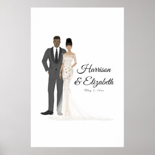 Illustrierte Couple Wedding Guest Book Alternative Poster
