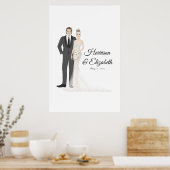 Illustrierte Couple Wedding Guest Book Alternative Poster (Küche)