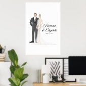 Illustrierte Couple Wedding Guest Book Alternative Poster (Heimbüro)