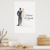 Illustrierte Couple Wedding Guest Book Alternative Poster (Küche)