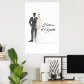 Illustrierte Couple Wedding Guest Book Alternative Poster (Heimbüro)
