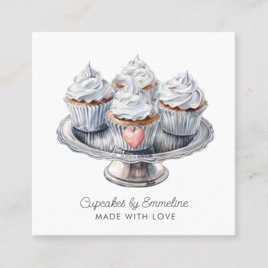 Illustrierte Cupcake Baker Caterer Business Card Quadratische Visitenkarte (Vorderseite)