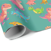 Illustrierte Dinosaurier Geschenkpapier (Rolleneckpunkt)