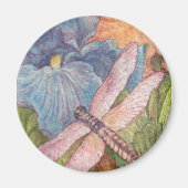 Illustrierte Dragonfly-Iris-Aquarell Magnet (Vorne)