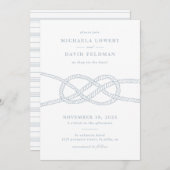 Illustrierte Einladung zur Hochzeitsfeier - blau (Vorne/Hinten)