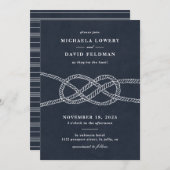 Illustrierte Einladung zur Hochzeitsfeier - Marine (Vorne/Hinten)