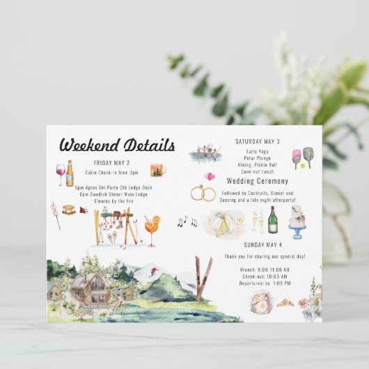 Illustrierte Einladung zur Hochzeitskarte (Stehend Vorderseite)