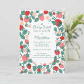 Illustrierte Erdbeere Berry Sweet Baby Dusche Einladung (Stehend Vorderseite)