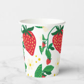 Illustrierte Erdbeere mit Blätter und Blüten Pappbecher (Rechts)