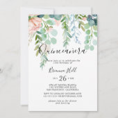 Illustrierte Farbenfrohe Tropenflora Quinceañera Einladung (Vorderseite)