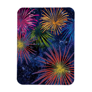 Illustrierte Feuerwerksmagnet Dunkler Himmel Magnet