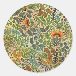 Illustrierte florale Musteraufkleber Runder Aufkleber