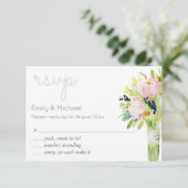 Illustrierte florale UAWG Moderne und Menüauswahl RSVP Karte (Stehend Vorderseite)