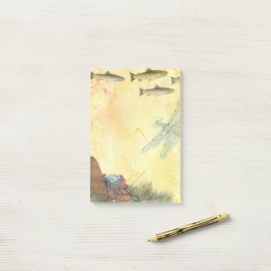 Illustrierte Forelle Post-it Klebezettel (Auf Schreibtisch)
