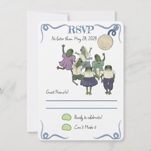 Illustrierte Frösche RSVP-Karte (Vorderseite)