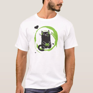 Illustrierte Gamer-Katze T-Shirt