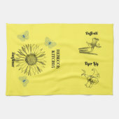 Illustrierte Gelbblumen Geschirrtuch (Horizontal)