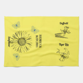 Illustrierte Gelbblumen Geschirrtuch
