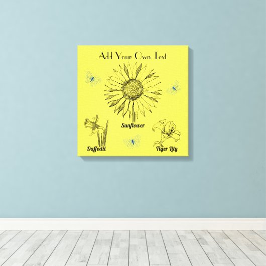 Illustrierte Gelbblumen Leinwanddruck (Insitu (Holzboden))