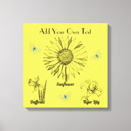 Illustrierte Gelbblumen Leinwanddruck