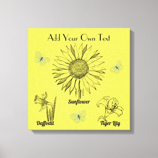 Illustrierte Gelbblumen Leinwanddruck (Vorderseite)