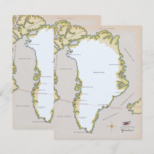 Illustrierte Grönlandkarte (Vorne/Hinten)