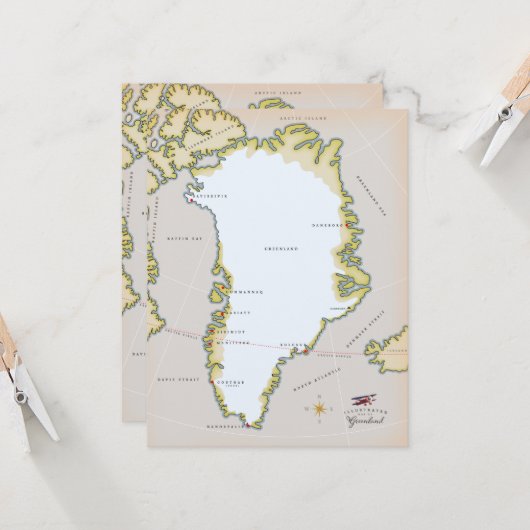 Illustrierte Grönlandkarte (Vorderseite/Rückseite Beispiel)