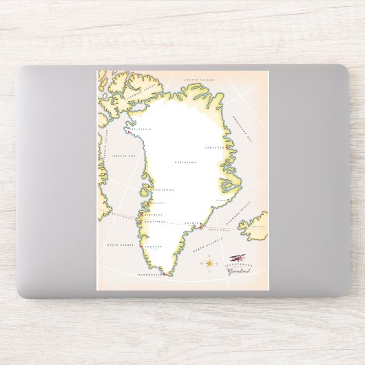 Illustrierte Grönlandkarte Aufkleber (Computer)