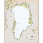 Illustrierte Grönlandkarte Aufkleber (Vorderseite)