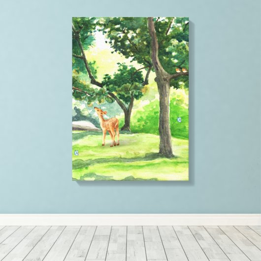 Illustrierte, grüne Leinwand (Insitu (Holzboden))