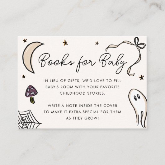 Illustrierte Halloween Baby Shower Books Begleitkarte (Vorderseite)