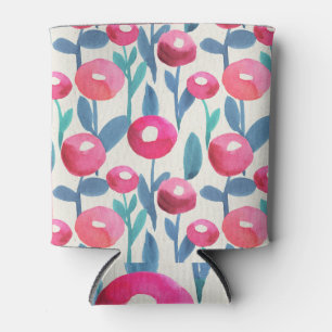 Illustrierte Handfloralen: Aquarelltextur. Dosenkühler