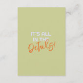 Illustrierte handgeschriebene Details zu Quirky Fu Begleitkarte (Rückseite)