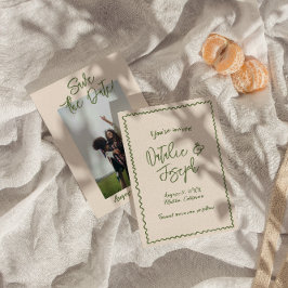 Illustrierte handgeschriebene Foto-Hochzeit Save The Date