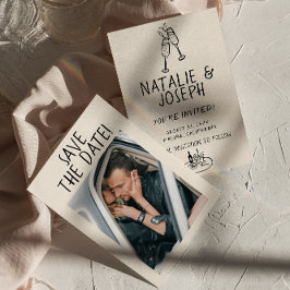 Illustrierte handgeschriebene Retro Quirky Foto Ho Save The Date