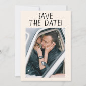 Illustrierte handgeschriebene Retro Quirky Foto Ho Save The Date (Vorderseite)