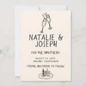 Illustrierte handgeschriebene Retro Quirky Foto Ho Save The Date (Rückseite)