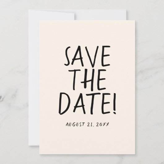 Illustrierte handgeschriebene Retro Quirky Fun Wed Save The Date (Vorderseite)