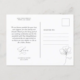 Illustrierte handgezeichnete Blume danke Postkarte