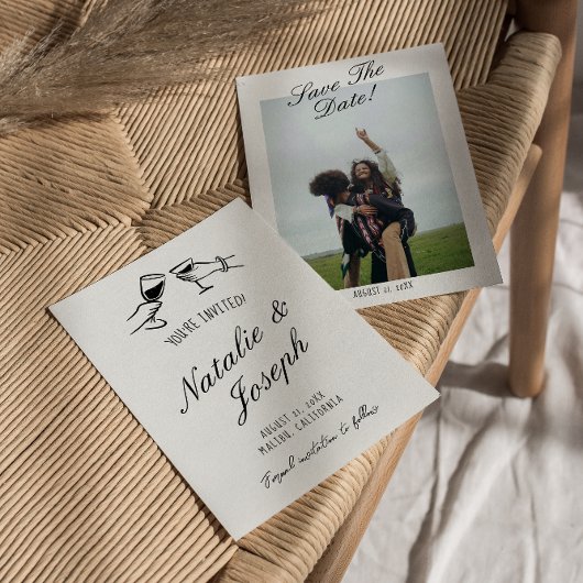 Illustrierte Handschrift Gezeichnet Niedliche Foto Save The Date