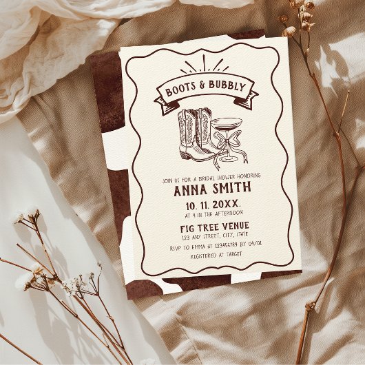 Illustrierte Handstiefel und Niedliches Brautparty Einladung