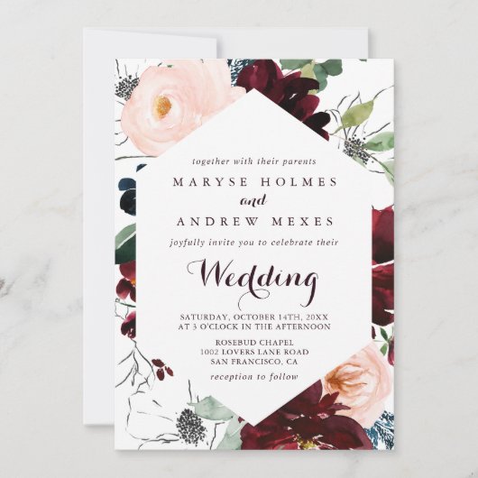 Illustrierte Herbsthochzeit Einladung (Vorderseite)