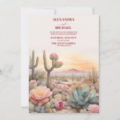 Illustrierte Hochzeit der Wüstenkaktus Einladung (Vorderseite)