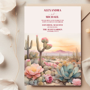 Illustrierte Hochzeit der Wüstenkaktus Einladung