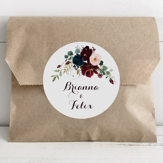 Illustrierte Hochzeit im Herbst von Aquarellfarben Runder Aufkleber