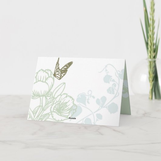 Illustrierte Hochzeit von Flora & Butterfly Dankeskarte (Rückseite)