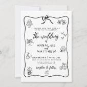 Illustrierte Hochzeit von Whimsical Hand Einladung (Vorderseite)